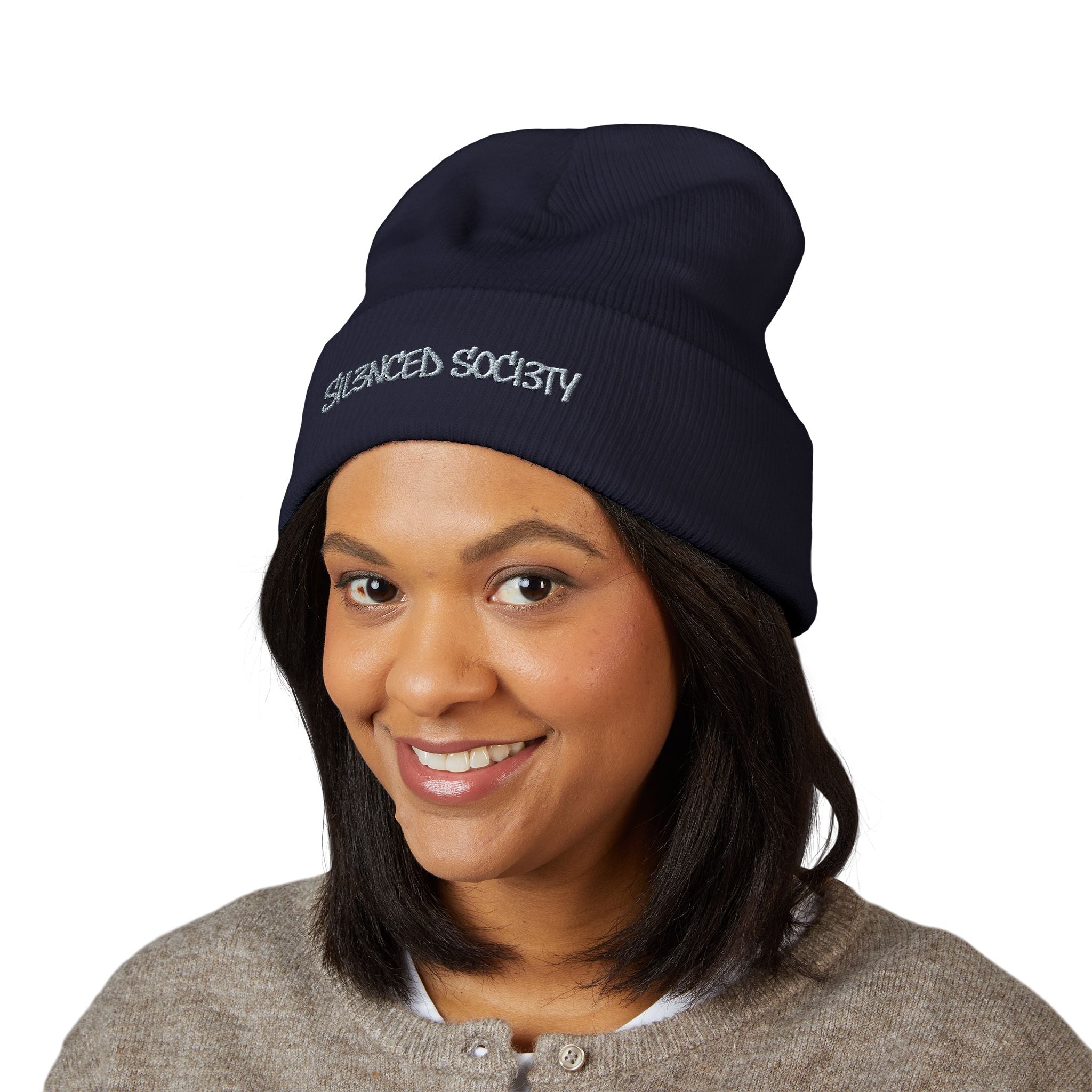 Sil3nced Soci3ty Embroidered Cuffed Beanie